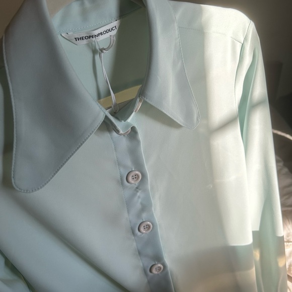 Frankie Shop The Open Concept Mint Green 70’s blouse Size Small - Picture 4 of 7